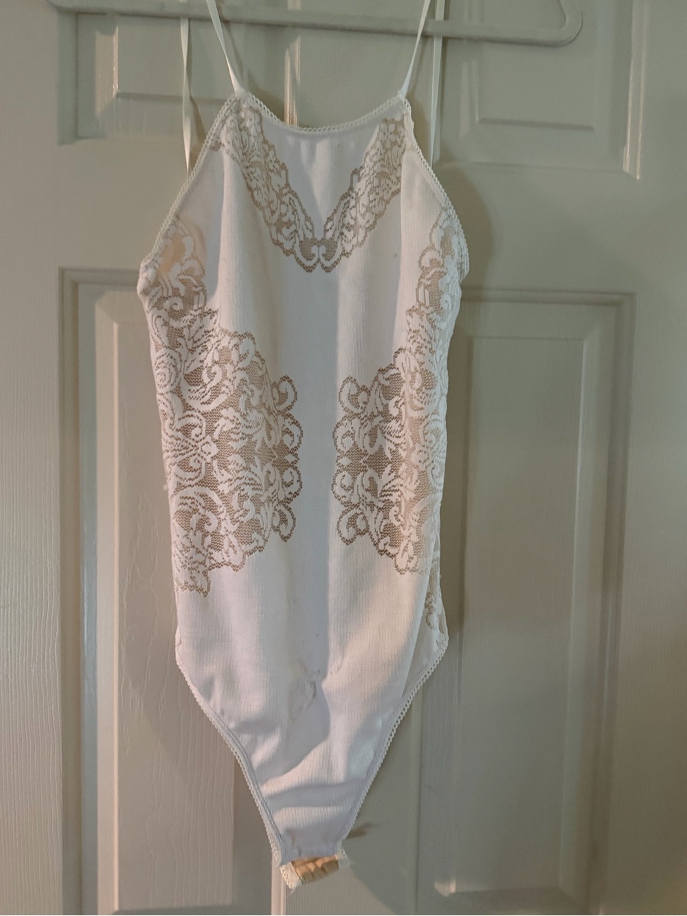For Love And Lemons White Lace-Detail Ribbed Bodysuit
